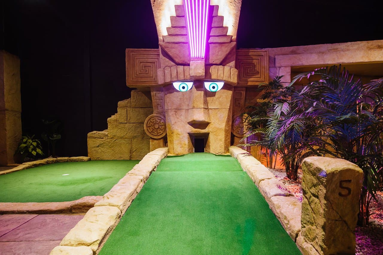 Tackle the Tropical Trail or the Ancient Explorer, our indoor 18-hole mini golf courses