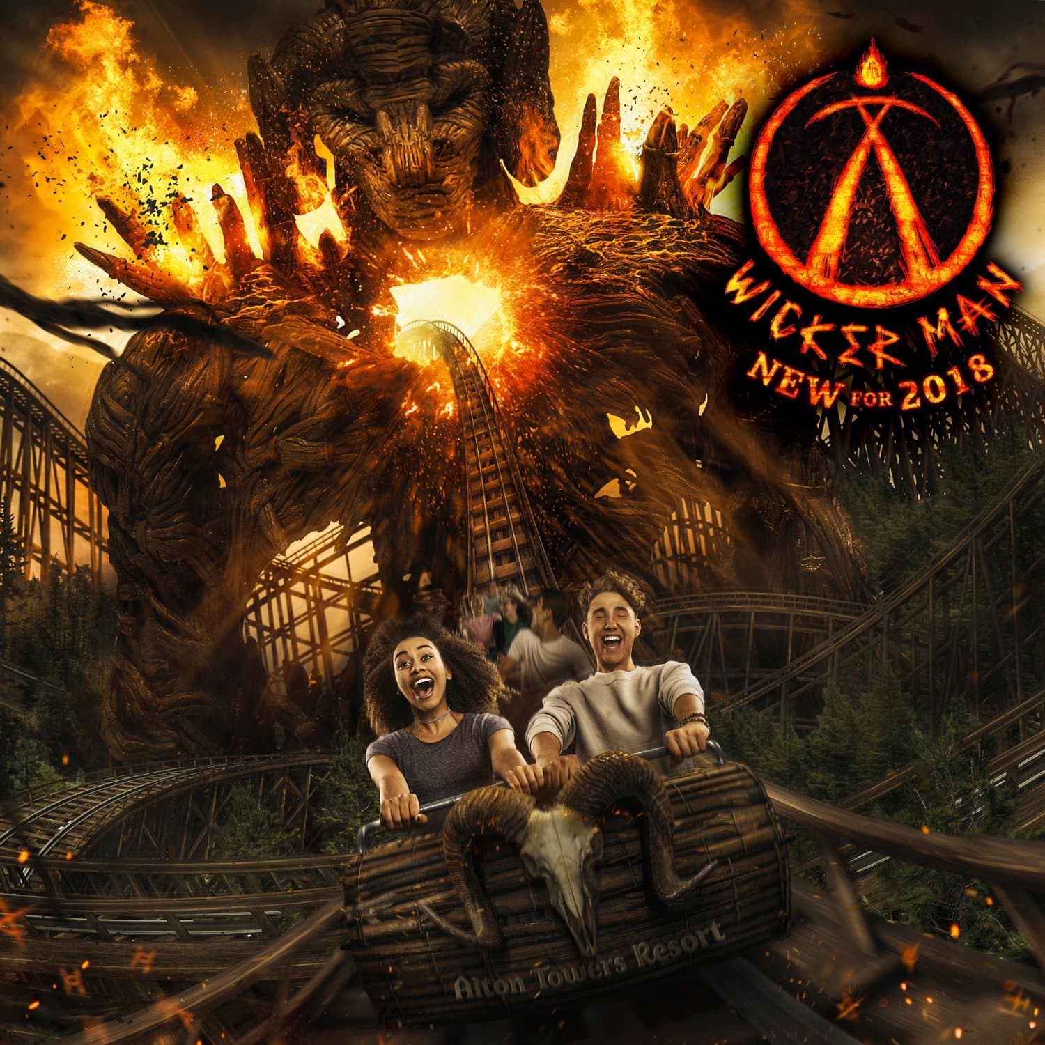 NEW FOR 2018: Wicker Man - the world's first rollercoaster experience fusing wood and fire.
