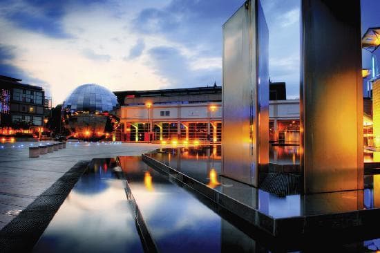 We The Curious and the Planetarium viewed from Millennium Square, right by Bristol harbourside.